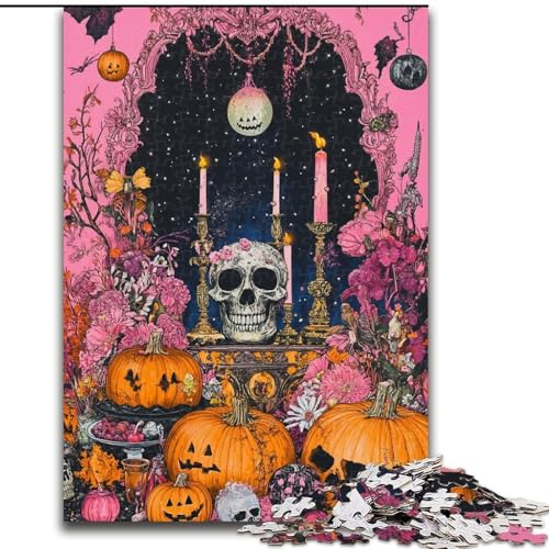 Puzzle 1000 Teile, Halloween-Skelett-Puzzle für Erwachsene, Familienaktivitätsspiel für Teenager, anspruchsvolles Denkspiel (Größe 26x38cm) von WGLINGX