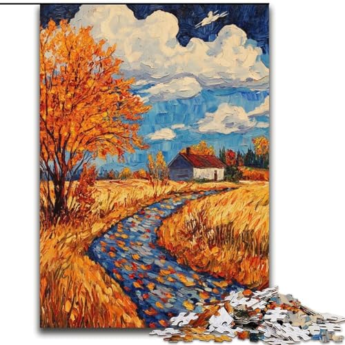 Puzzle 1000 Teile, Herbsthaus-Puzzle, 1000 Teile, Familienspaß zum Basteln, perfekt für Geburtstage, Feiertage (Größe 26x38cm) von WGLINGX