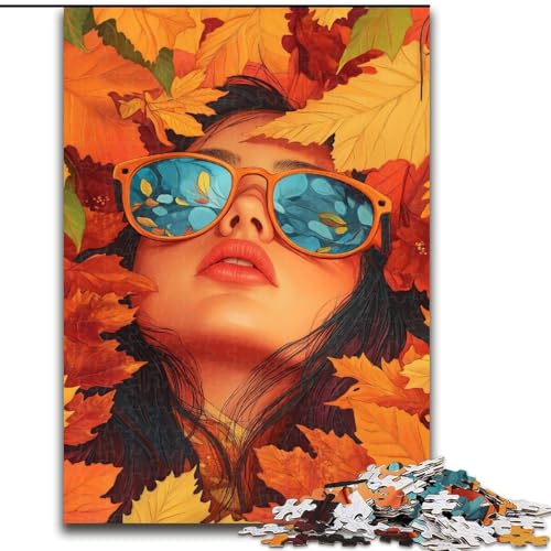 Puzzle 1000 Teile, Herbstmädchen-Puzzle für Erwachsene, Familienaktivitätsspiel für Teenager, anspruchsvolles Denkspiel (Größe 50x75cm) von WGLINGX