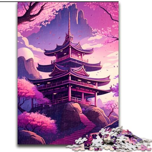 Puzzle 1000 Teile, Holzpuzzle im japanischen Stil, Spielzeug, Geschenk, pädagogisches, intellektuelles, entspannendes Familienspiel (Größe 50x75cm) von WGLINGX