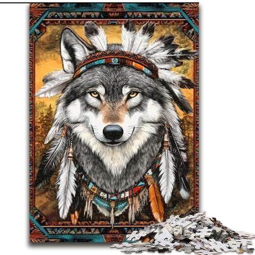 Puzzle 1000 Teile, Indischer Wolf, Holzpuzzle für Erwachsene, interaktives Familienspiel, Denksportaufgabe, Geschenk, Lernspielzeug (Größe 50x75cm) von WGLINGX