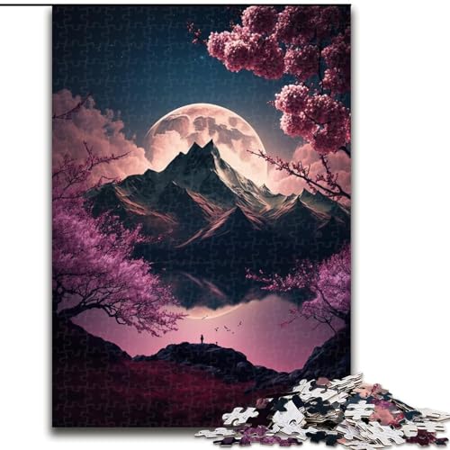 Puzzle 1000 Teile, Japanische Kirschblüten, Holzpuzzle, DIY-Heimdekoration, Denksportspiel für Teenager (Größe 26x38cm) von WGLINGX