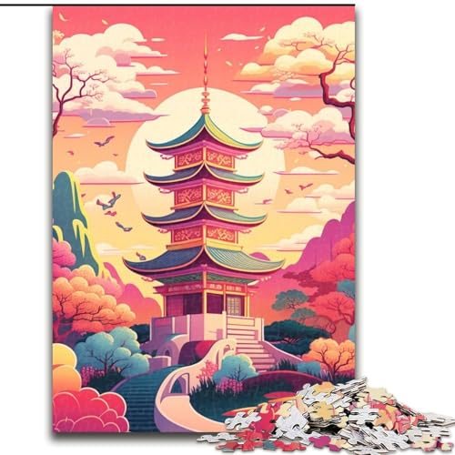 Puzzle 1000 Teile, Japanischer Turm, Puzzles für 1000 Teile, anspruchsvolles Denkspiel für Teenager, Spaß für den Spieleabend mit der Familie (Größe 26x38cm) von WGLINGX