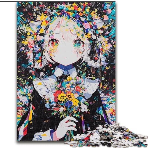 Puzzle 1000 Teile, Japanisches Anime-Mädchen, Papppuzzle für Erwachsene, interaktives Familienspiel, Denksportaufgabe, Geschenk, Lernspielzeug (Größe 26x38cm) von WGLINGX