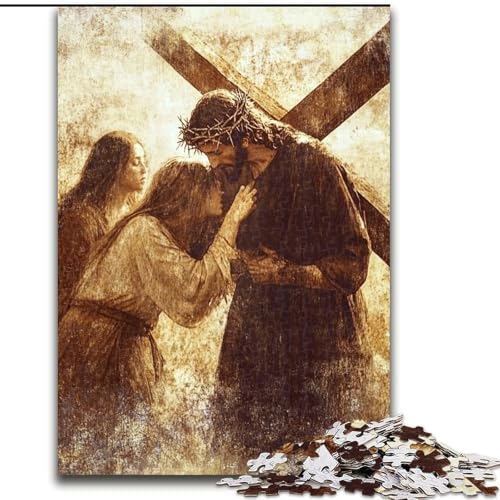 Puzzle 1000 Teile, Jesus-Puzzle aus Holz für Erwachsene, interaktives Familienspiel, Denksportaufgabe, Geschenk, Lernspielzeug (Größe 50x75cm) von WGLINGX