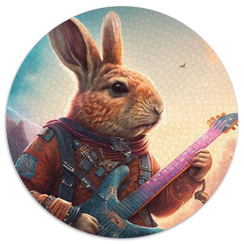 Puzzle 1000 Teile, Kaninchen, Gitarre, Tier, Papierpuzzle, anspruchsvolle DIY-Kunst für Enthusiasten, Entspannung (67,5x67,5cm) von WGLINGX