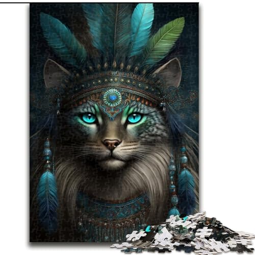 Puzzle 1000 Teile, Katze, Holzpuzzle, Spielzeug, Geschenk, pädagogisches, intellektuelles, entspannendes Familienspiel (Größe 50x75cm) von WGLINGX