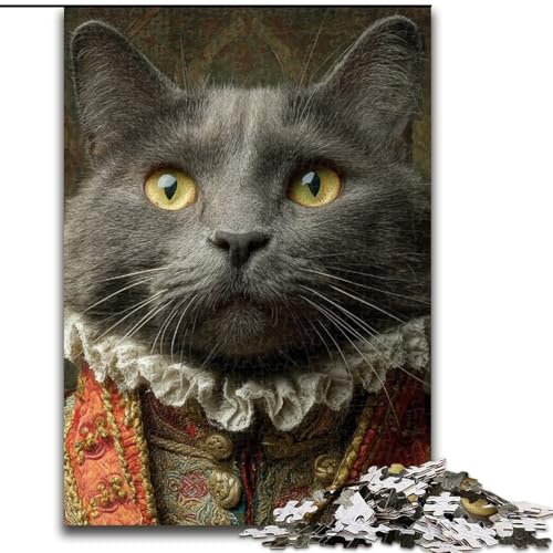 Puzzle 1000 Teile, Katze im Smoking, Holzpuzzle für Erwachsene, interaktives Familienspiel, Denksportaufgabe, Geschenk, Lernspielzeug (Größe 50x75cm) von WGLINGX