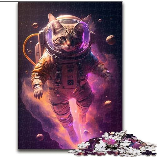 Puzzle 1000 Teile, Katzen-Astronaut, Holzpuzzle, Spielzeug, Geschenk, pädagogisches, intellektuelles, entspannendes Familienspiel (Größe 50x75cm) von WGLINGX