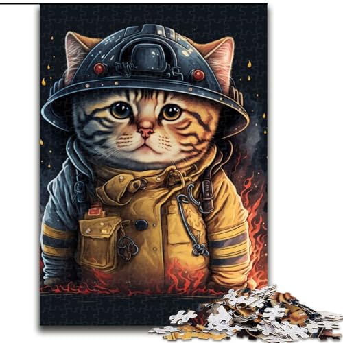 Puzzle 1000 Teile, Katzen-Feuerwehrmann-Puzzle für Erwachsene, Familienspaß, Basteln, perfekt für Geburtstage, Feiertage, Größe 50x75cm Puzzle 1000 Teile, Katzen-Feuerwehrmann-Puzzle für Erwachsene, Familienspaß, Basteln, perfekt für Geburtstage, Feiertage, Größe 50x75cm von WGLINGX