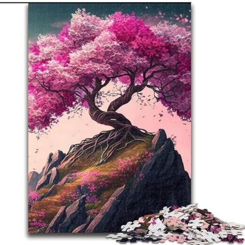 Puzzle 1000 Teile, Kirschblütenbaum-Landschaft, Unmögliches Puzzle für Erwachsene, Lernspiel, Herausforderungsspielzeug (Größe 38x26cm) von WGLINGX