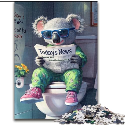 Puzzle 1000 Teile, Koala Go Toilet, Unmögliches Puzzle für Erwachsene, Lernspiel, Herausforderungsspielzeug (Größe 38x26cm) von WGLINGX