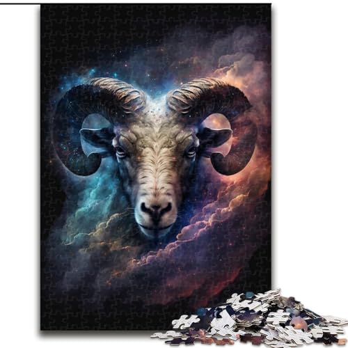 Puzzle 1000 Teile, Kosmischer Widder, Holzpuzzle, Spielzeug, Geschenk, pädagogisches, intellektuelles, entspannendes Familienspiel (Größe 50x75cm) von WGLINGX