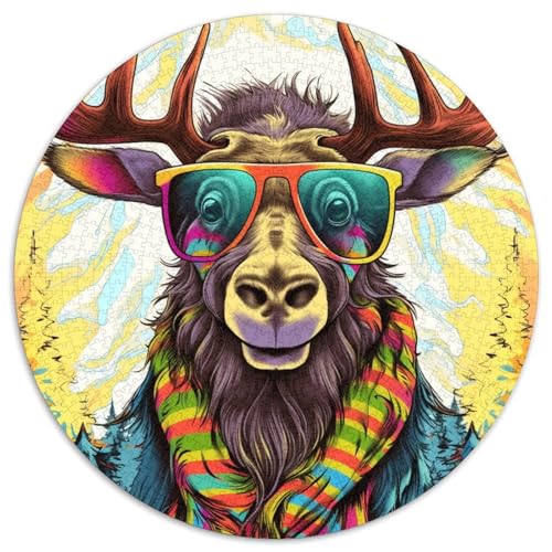 Puzzle 1000 Teile, Kunst-Elch-Papierpuzzle, pädagogische Aktivität zur Verbesserung kognitiver Fähigkeiten (67,5 x 67,5 cm) von WGLINGX
