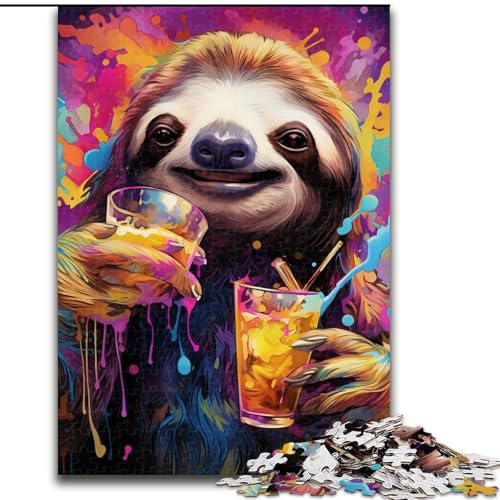Puzzle 1000 Teile, Kunst-Faultier, 1000-teiliges Puzzle, Spaß für die ganze Familie, Basteln, perfekt für Geburtstage, Feiertage (Größe 26x38cm) von WGLINGX