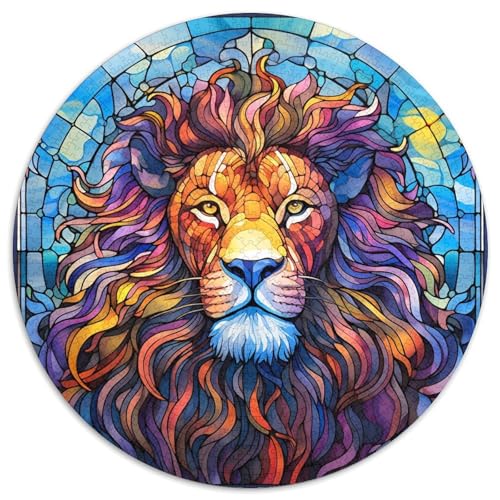 Puzzle 1000 Teile, Löwe im Glasstil, Papppuzzle, unmöglich, pädagogische Heimdekoration, Spiele und Geschenke (67,5 x 67,5 cm) von WGLINGX