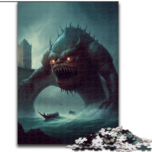 Puzzle 1000 Teile, Monster Invasion, Puzzle 1000 Teile für Erwachsene, Teenager, Stressabbau, Cooles einzigartiges Geschenk für die Familie (Größe 26x38cm) von WGLINGX