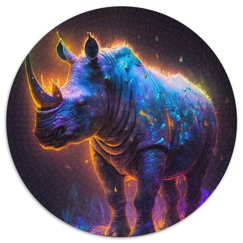 Puzzle 1000 Teile, Nashorn-Gemälde, 1000 Teile, runde Puzzles für Erwachsene, ideal für Familienspaß, Entspannung, 1000 Teile (67,5x67,5cm) von WGLINGX