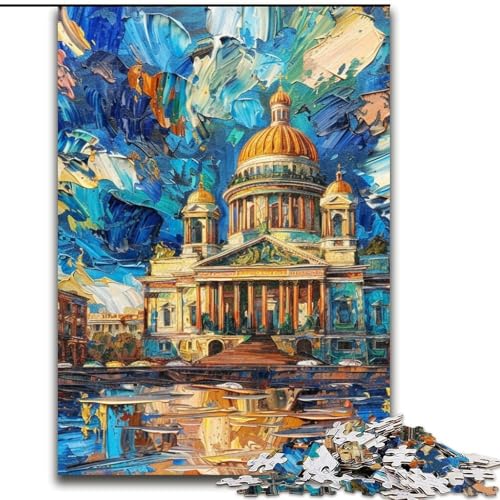 Puzzle 1000 Teile, Ölgemälde Taj Mahal, 1000 Teile, Puzzle-Geschenke, anspruchsvolles DIY-Denkspiel, interaktives Familienspiel (Größe 26x38cm) von WGLINGX