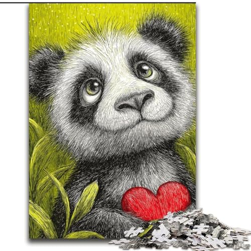 Puzzle 1000 Teile, Panda auf der Wiese, Puzzles für Erwachsene, Familienaktivitätsspiel für Teenager, anspruchsvolles Denkspiel (Größe 50x75cm) von WGLINGX