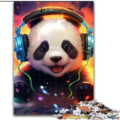Puzzle 1000 Teile, Panda mit Kopfhörern, Puzzles für Erwachsene, 1000 Teile, Familienspaß zum Basteln, perfekt für Geburtstage, Feiertage (Größe 26x38cm) von WGLINGX