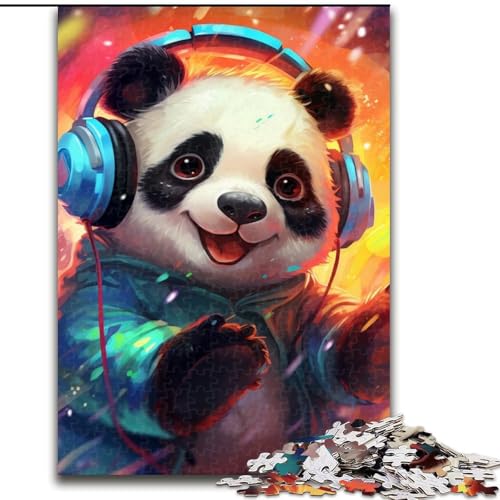 Puzzle 1000 Teile, Panda mit Kopfhörern, Unmögliches Puzzle für Erwachsene, Lernspiel, Herausforderungsspielzeug (Größe 38x26cm) von WGLINGX
