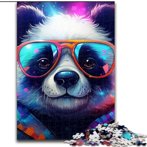 Puzzle 1000 Teile, Panda mit Neonbrille, 1000-teiliges Puzzle, Spaß für die ganze Familie, Basteln, perfekt für Geburtstage, Feiertage (Größe 26x38cm) von WGLINGX