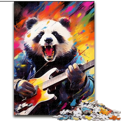 Puzzle 1000 Teile, Panda spielt Gitarre, Puzzle für Erwachsene, interaktives Familienspiel, Gehirn-Herausforderungsgeschenk (Größe 26x38cm) von WGLINGX
