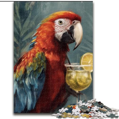 Puzzle 1000 Teile, Papagei trinkt EIN Getränk, 1000 Teile, Puzzle-Geschenke, Familienaktivitätsspiel für Teenager, anspruchsvolles Denkspiel (Größe 26x38cm) von WGLINGX