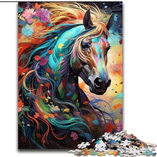 Puzzle 1000 Teile, Pferde-Puzzle, 1000 Teile für Erwachsene, Weihnachten, Halloween, Muttertag, Neujahr, Ostergeschenk (Größe 26x38cm) von WGLINGX