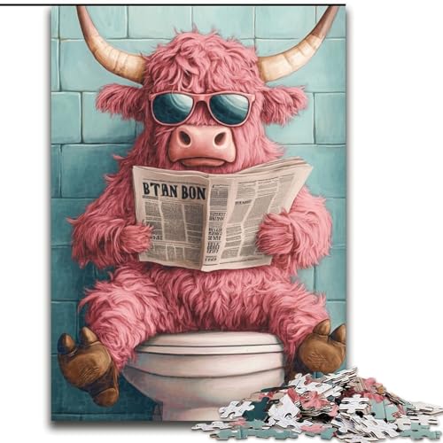 Puzzle 1000 Teile, Pink Yak Go Toilet, Puzzle 1000 Teile für Erwachsene, Familienaktivitätsspiel für Teenager, anspruchsvolles Denkspiel (Größe 26x38cm) von WGLINGX