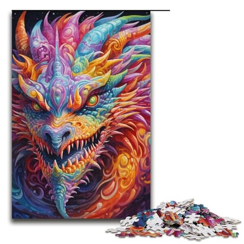 Puzzle 1000 Teile, Psychedelic Art Dragon Puzzle für Erwachsene, Kartonpuzzle, Lernspiel für Erwachsene, 14,96 x 10,24 Zoll Puzzle 1000 Teile, Psychedelic Art Dragon Puzzle für Erwachsene, Kartonpuzzle, Lernspiel für Erwachsene, 14,96 x 10,24 Zoll von WGLINGX