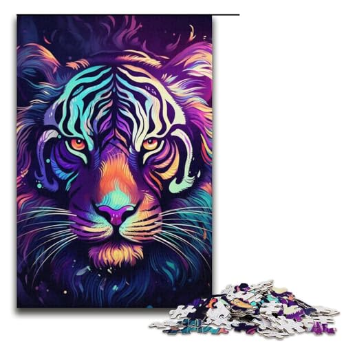 Puzzle 1000 Teile, Psychedelic Art Tiger Puzzle für Erwachsene, Kartonpuzzle, Lernspiel für Erwachsene, 14,96 x 10,24 Zoll von WGLINGX