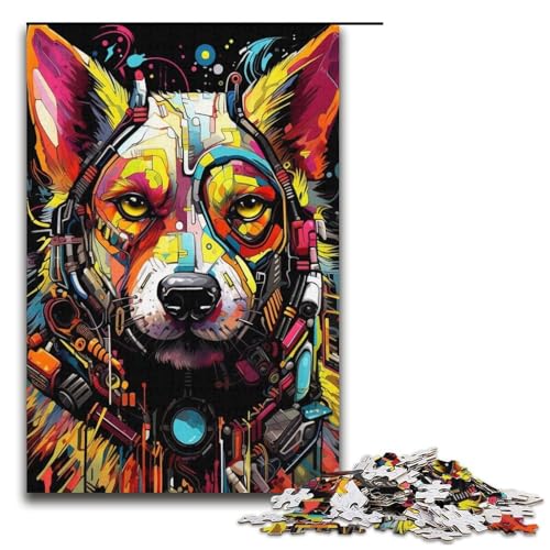 Puzzle 1000 Teile, Psychedelic Wolf Puzzle für Erwachsene, Kartonpuzzle, Lernspiel für Erwachsene, 14,96 x 10,24 Zoll von WGLINGX