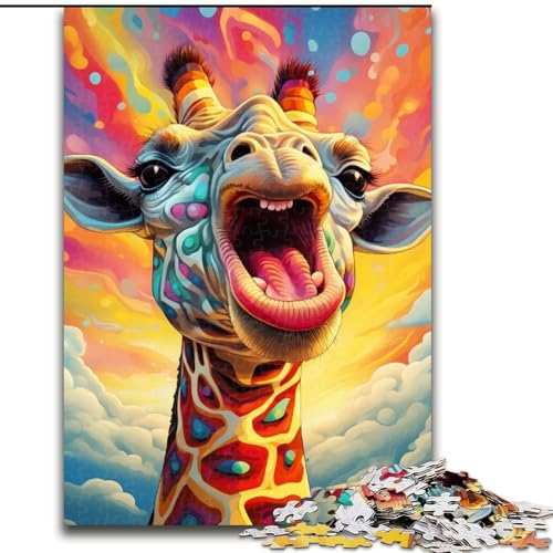 Puzzle 1000 Teile, Psychedelische Giraffe, Puzzle für Erwachsene, 1000 Teile, Familienspaß zum Basteln, perfekt für Geburtstage, Feiertage (Größe 38x26cm) von WGLINGX