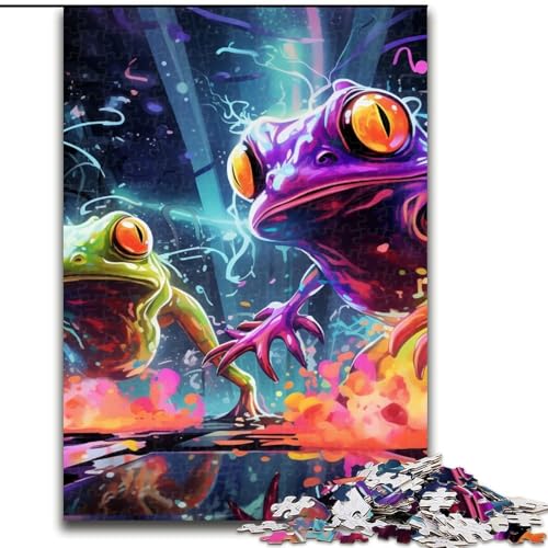 Puzzle 1000 Teile, Psychedelischer Frosch, 1000-teiliges Puzzle, Spaß für die ganze Familie, Basteln, perfekt für Geburtstage, Feiertage (Größe 50x75cm) von WGLINGX