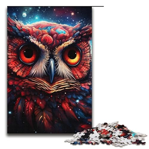 Puzzle 1000 Teile, Psychedelisches Eulen-Puzzle für Erwachsene, Kartonpuzzle, anspruchsvolles Spiel, 14,96 x 10,24 Zoll von WGLINGX