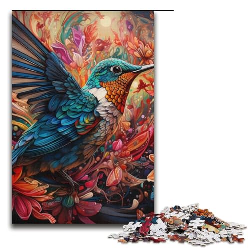 Puzzle 1000 Teile, Psychedelisches Kolibri-Puzzle für Erwachsene, Kartonpuzzle, Lernspiel für Erwachsene, 14,96 x 10,24 Zoll Puzzle 1000 Teile, Psychedelisches Kolibri-Puzzle für Erwachsene, Kartonpuzzle, Lernspiel für Erwachsene, 14,96 x 10,24 Zoll von WGLINGX