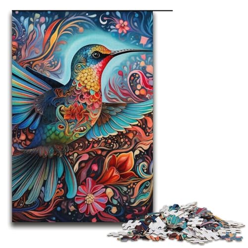 Puzzle 1000 Teile, Psychedelisches Kolibri-Puzzle für Erwachsene, Kartonpuzzle, Lernspiel für Erwachsene, 14,96 x 10,24 Zoll Puzzle 1000 Teile, Psychedelisches Kolibri-Puzzle für Erwachsene, Kartonpuzzle, Lernspiel für Erwachsene, 14,96 x 10,24 Zoll von WGLINGX