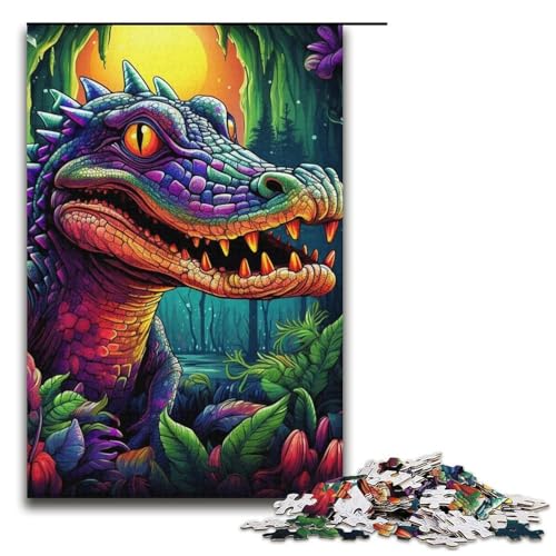 Puzzle 1000 Teile, Psychedelisches Nilkrokodil-Puzzle für Erwachsene, Kartonpuzzle, anspruchsvolles Spiel, 14,96 x 10,24 Zoll von WGLINGX