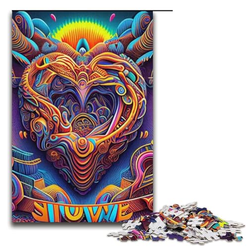 Puzzle 1000 Teile, Psychedelisches Puzzle für Erwachsene, Kartonpuzzle, Lernspiel für Erwachsene, 14,96 x 10,24 Zoll von WGLINGX