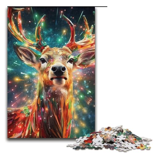 Puzzle 1000 Teile, Psychedelisches Rentier-Puzzle für Erwachsene, Kartonpuzzle, Lernspiel für Erwachsene, 14,96 x 10,24 Zoll Puzzle 1000 Teile, Psychedelisches Rentier-Puzzle für Erwachsene, Kartonpuzzle, Lernspiel für Erwachsene, 14,96 x 10,24 Zoll von WGLINGX