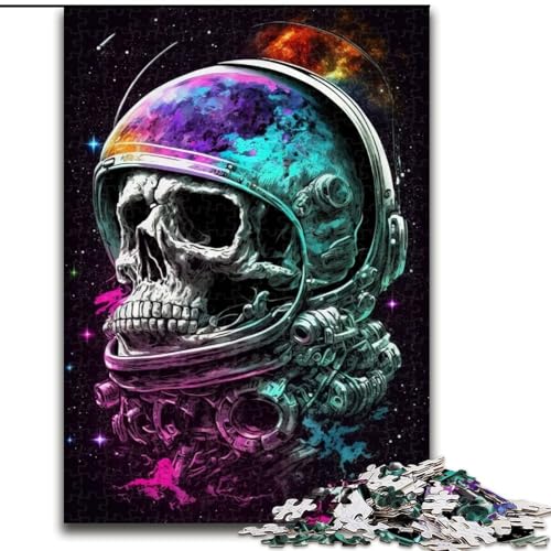 Puzzle 1000 Teile, Raumfahrer-Totenkopf, Holzpuzzle, Spielzeug, Geschenk, pädagogisches, intellektuelles, entspannendes Familienspiel (Größe 50x75cm) von WGLINGX