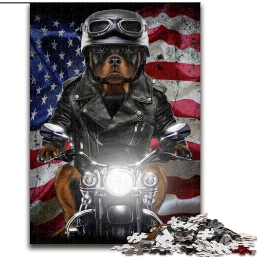 Puzzle 1000 Teile, Rottweiler auf Motorrad, Puzzle für Erwachsene, Familienspaß, Basteln, perfekt für Geburtstage, Feiertage, Größe 50x75cm Puzzle 1000 Teile, Rottweiler auf Motorrad, Puzzle für Erwachsene, Familienspaß, Basteln, perfekt für Geburtstage, Feiertage, Größe 50x75cm von WGLINGX