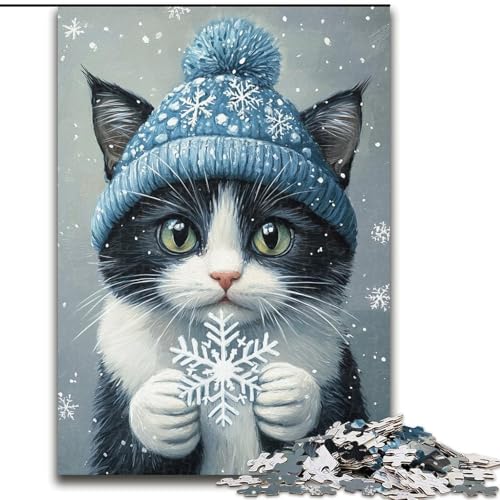 Puzzle 1000 Teile, Schal-Katzen-Puzzle für Erwachsene, Familienaktivitätsspiel für Teenager, anspruchsvolles Denkspiel (Größe 26x38cm) von WGLINGX