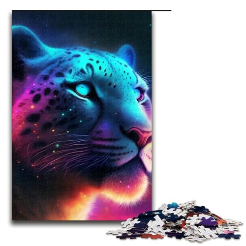Puzzle 1000 Teile, Schneeleopard, Nebulous Puzzle für Erwachsene, Holzpuzzle, Lernspiel für Erwachsene, 19,69 x 29,53 Zoll von WGLINGX