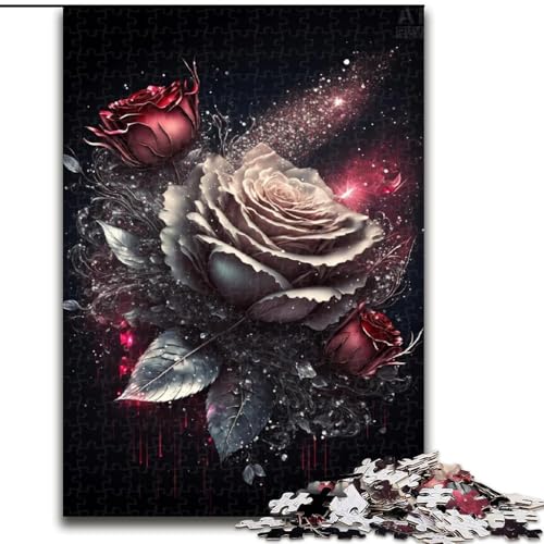 Puzzle 1000 Teile, Schöne Rosen, Holzpuzzle, DIY-Heimdekoration, Denksportspiel für Teenager (Größe 26x38cm) von WGLINGX