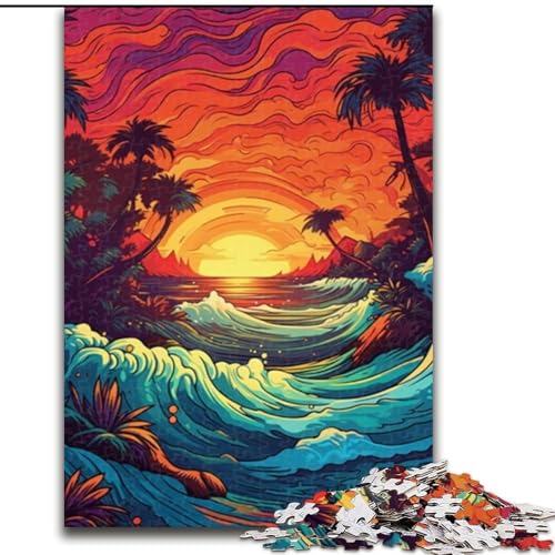 Puzzle 1000 Teile, Schöne Welle, Holzpuzzle, DIY-Heimdekoration, Denksportspiel für Teenager (Größe 26x38cm) von WGLINGX