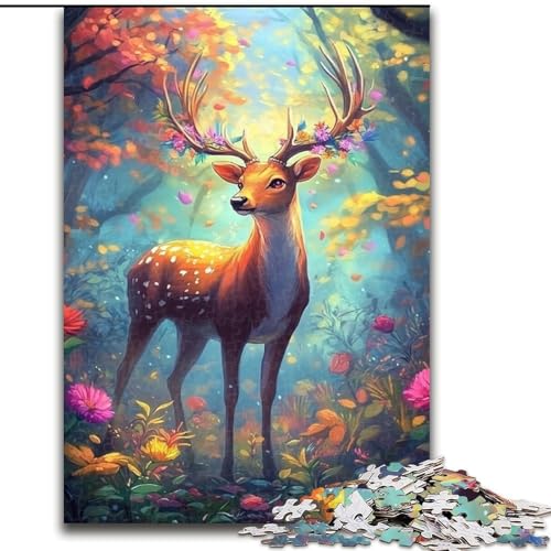 Puzzle 1000 Teile, Schöner Hirsch, 1000-teiliges Puzzle, anspruchsvolles Denkspiel für Teenager, perfekt als Heimdekoration oder Geschenk (Größe 50x75cm) von WGLINGX