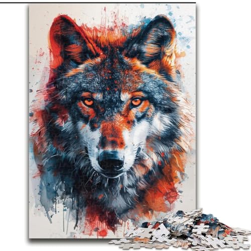 Puzzle 1000 Teile, Schöner Wolf, Holzpuzzle, DIY-Heimdekoration, Denksportspiel für Teenager (Größe 26x38cm) von WGLINGX